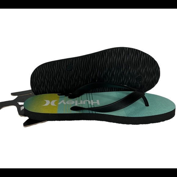 Hurley Mens size 9 Flip Flops Slides blue teal black Sandals Breakwater slides - Picture 11 of 13